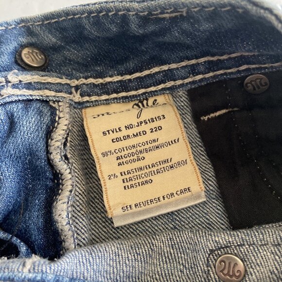 Miss Me Womens 26X32  Blue Denim Jeans Skinny Stretch Fleur De Lis - Picture 6 of 8